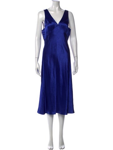 Pre-owned Sies Marjan V-neck Midi Length Dress W/ Tags In Blue