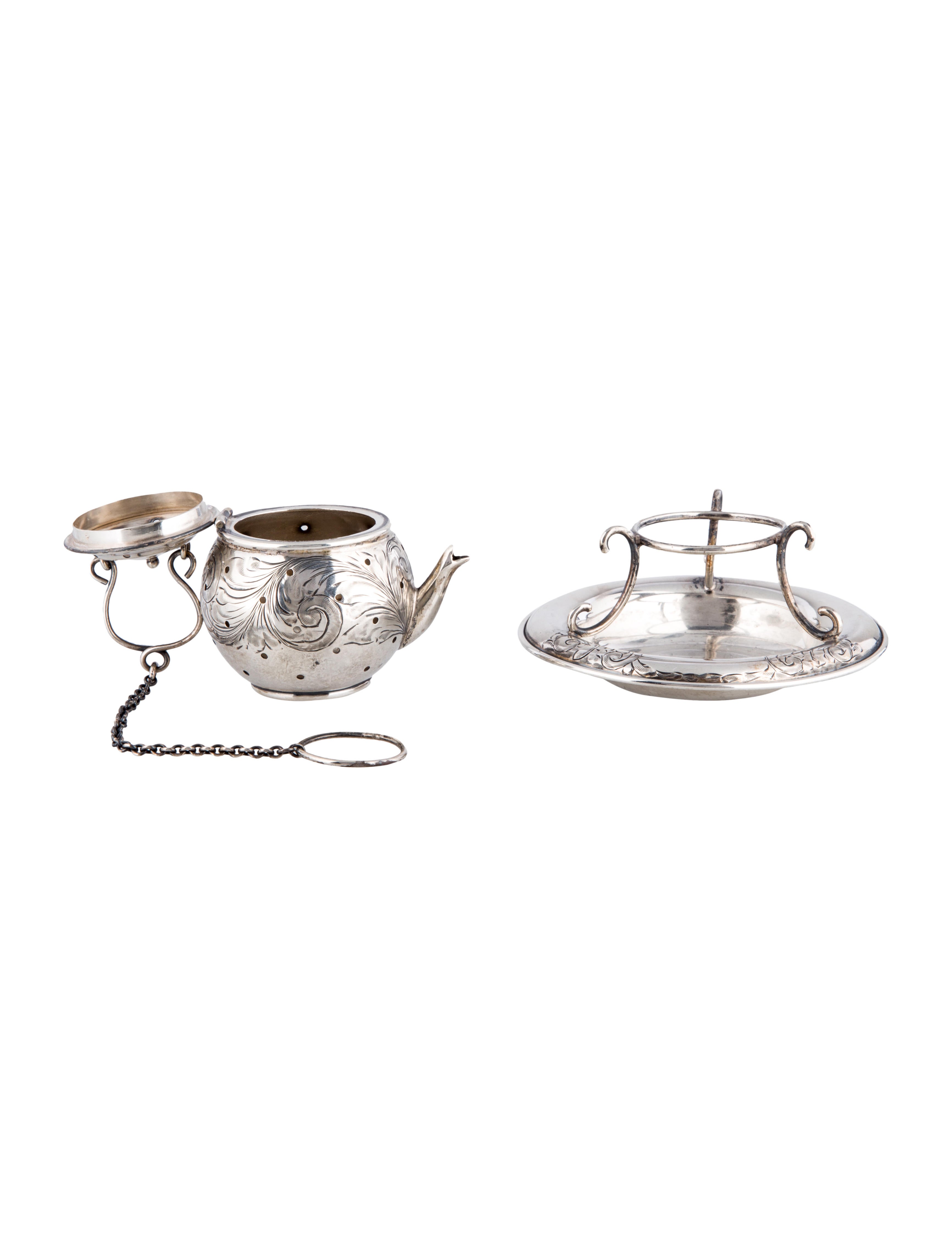Sterling Silver Antique Tea Infuser and Stand