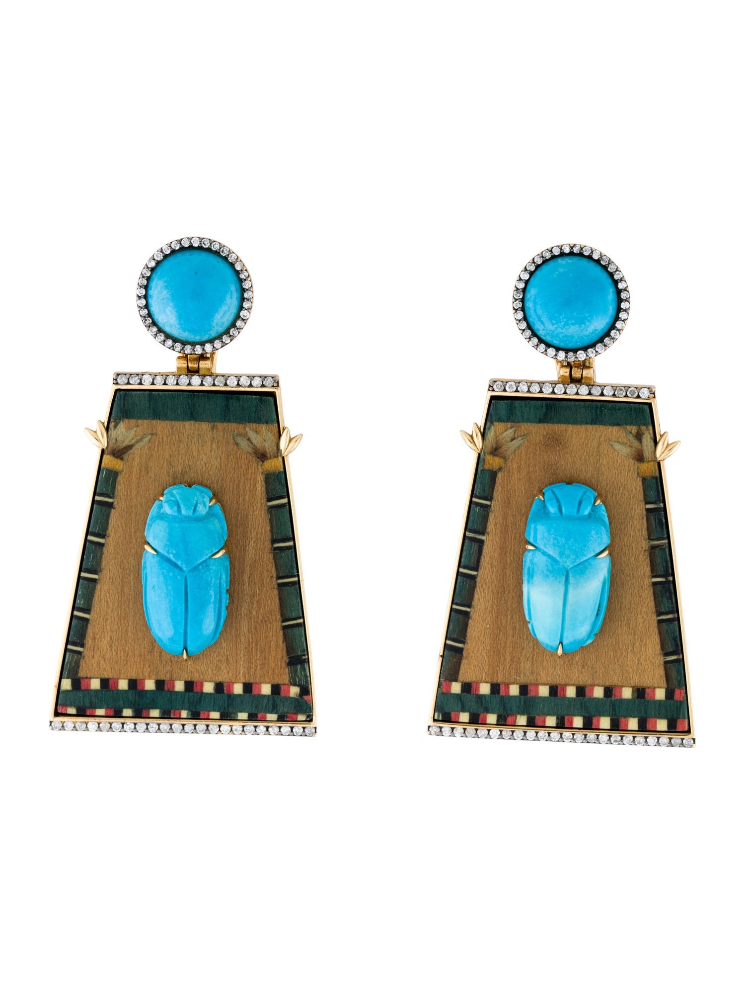 Silvia Furmanovich 18K Dyed Magnesite & Diamond Scarab Drop Earrings