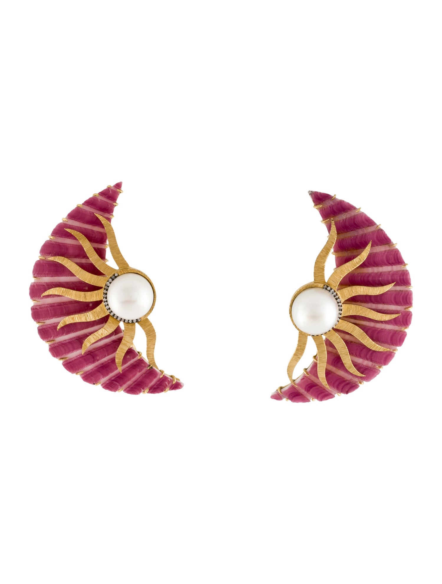 Silvia Furmanovich Shell, Pearl & Diamond Celestial Ear Climbers
