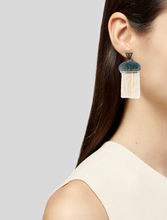 Silvia Furmanovich 18K Pearl, Diamond & Wood Clip-On Drop Earrings