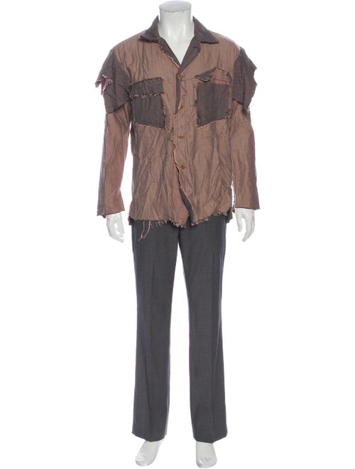 Sulvam Distressed Tweed Pattern Shirt