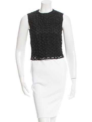 Simone Rocha Floral Embroidered Mesh Top