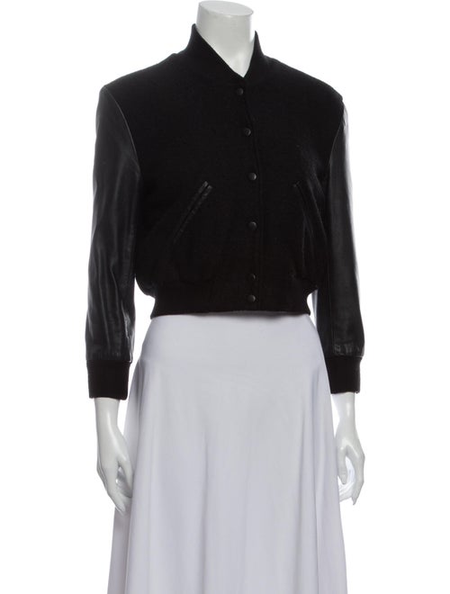 Simone Rocha Leather Bomber Jacket Black