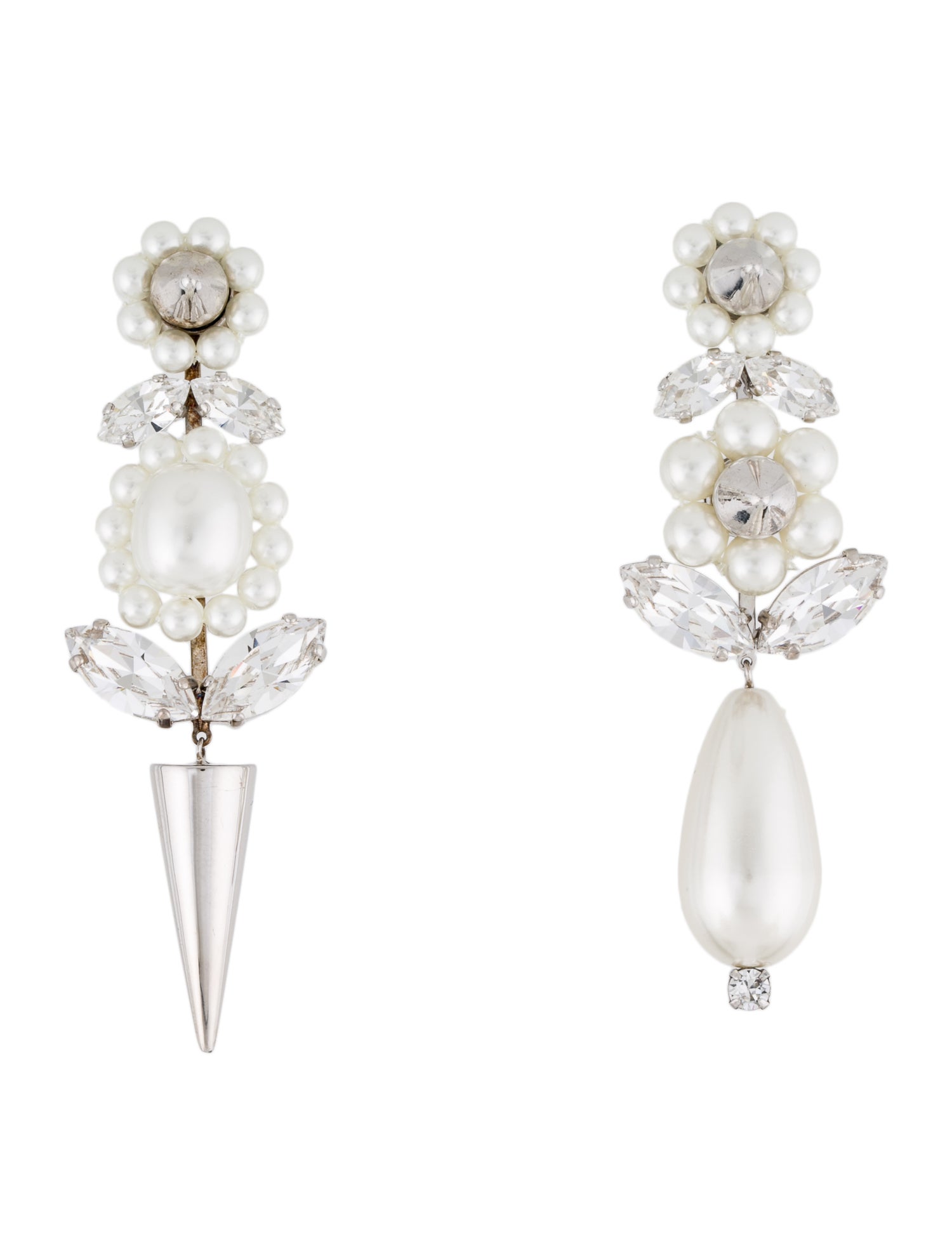 Simone Rocha Faux Pearl & Crystal Spiked Drop Earrings
