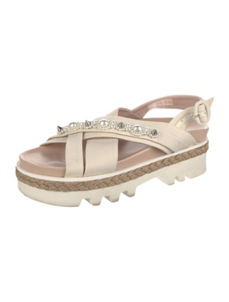 Simone Rocha Faux Pearl Accents Canvas Espadrilles
