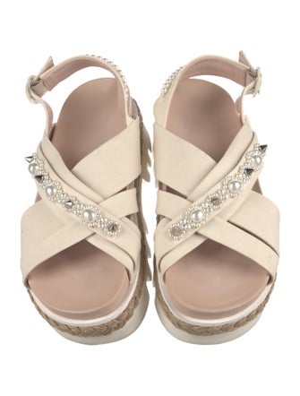 Simone Rocha Faux Pearl Accents Canvas Espadrilles