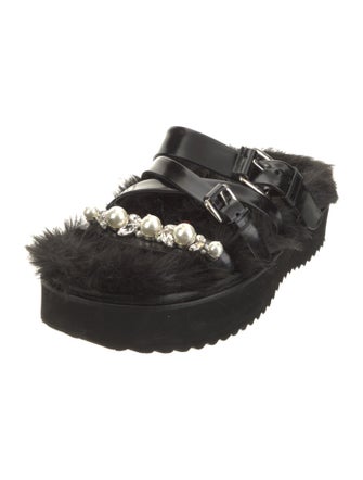 Simone Rocha Leather Crystal Embellishments Slides