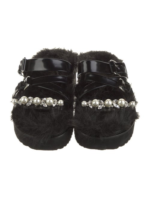 Simone Rocha Leather Crystal Embellishments Slides