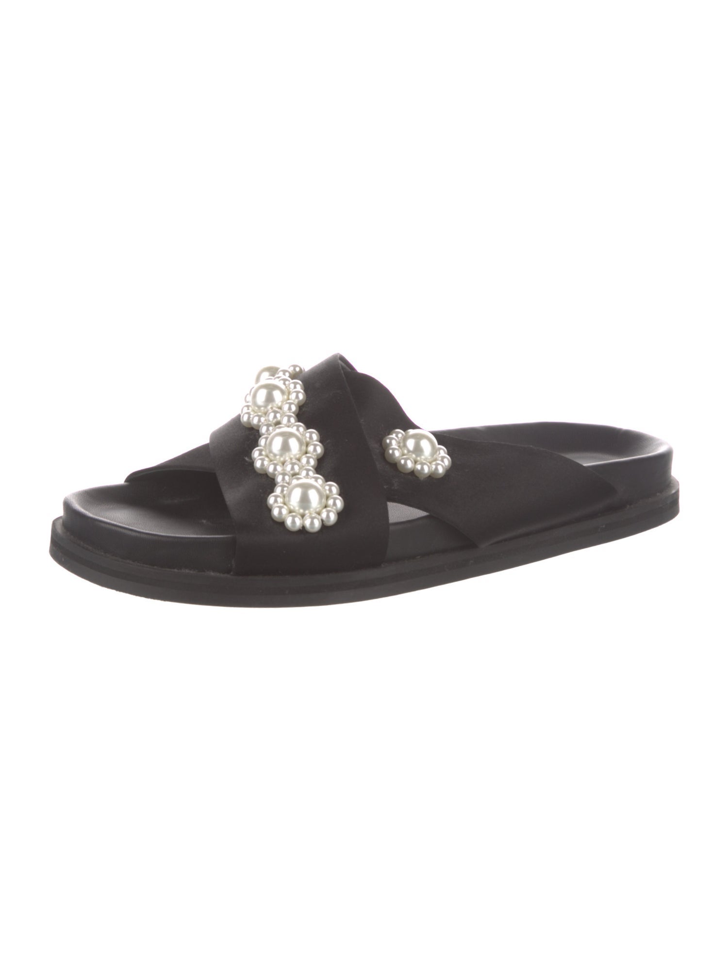 Simone Rocha Faux Pearl Accents Satin Slides