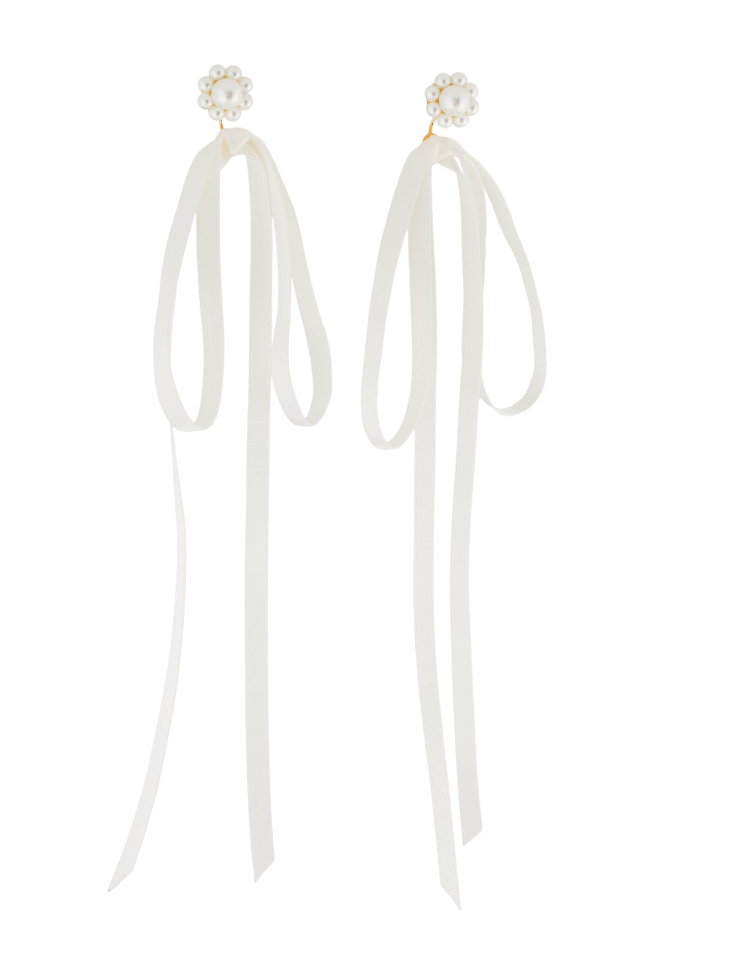 Simone Rocha Faux Pearl & Ribbon Drop Earrings