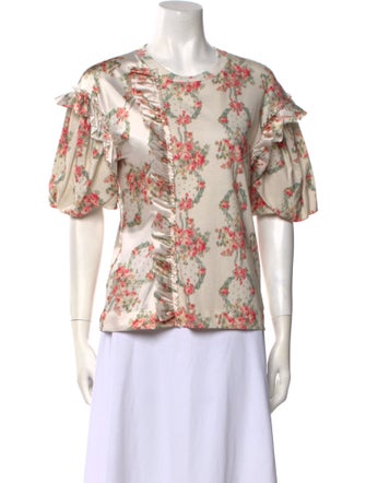 Simone Rocha Silk Floral Print Blouse