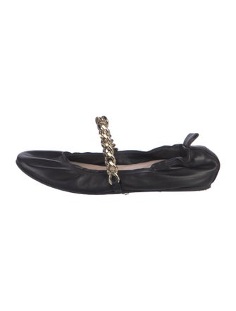 Simone Rocha Leather Chain-Link Accents Mary Jane Flats