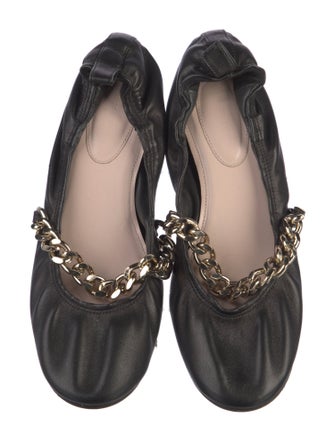 Simone Rocha Leather Chain-Link Accents Mary Jane Flats