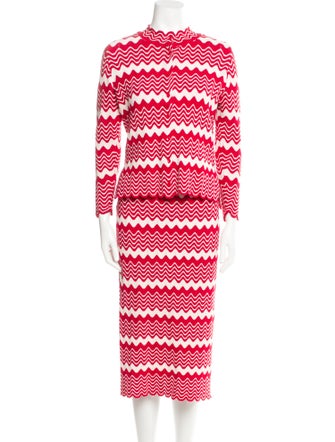 Simone Rocha Striped Scalloped Accent Skirt Suit