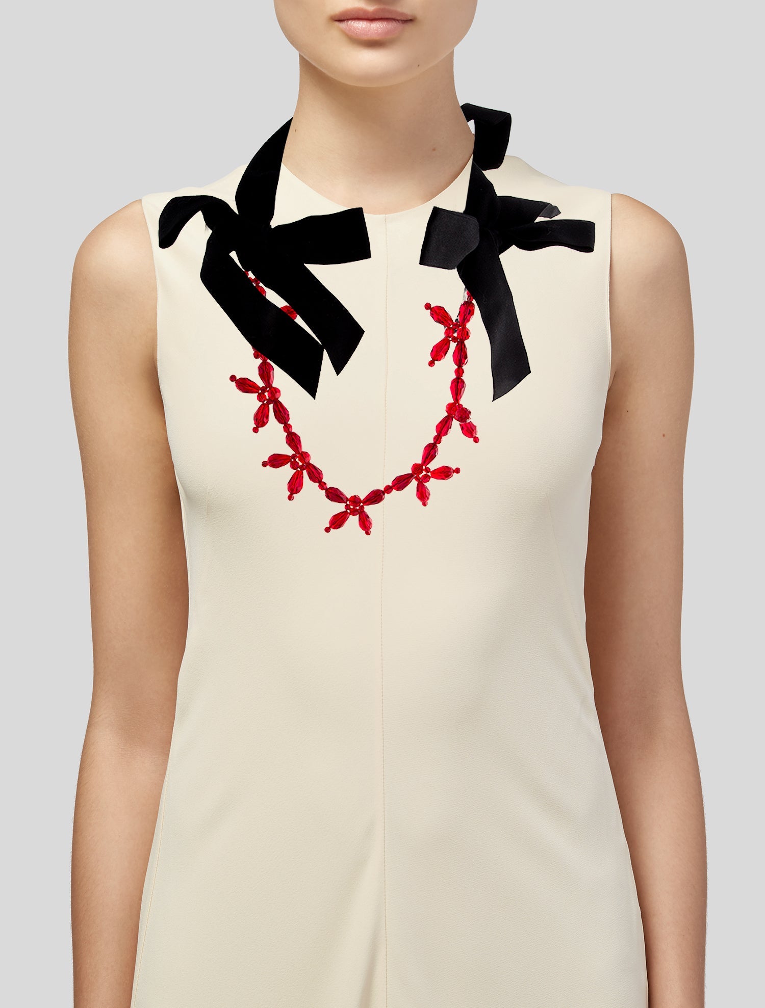 Simone Rocha Crystal and Ribbon Collar Necklace