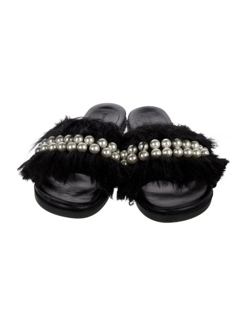 Simone Rocha Faux Pearl Accents Faux Fur Slides