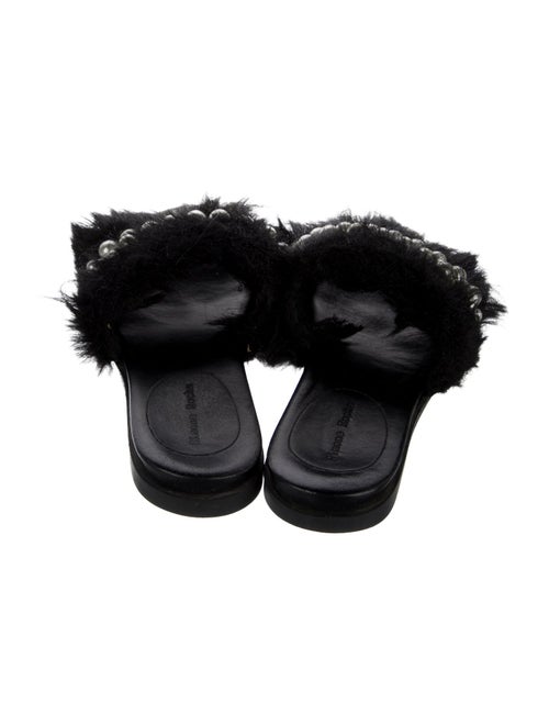 Simone Rocha Faux Pearl Accents Faux Fur Slides