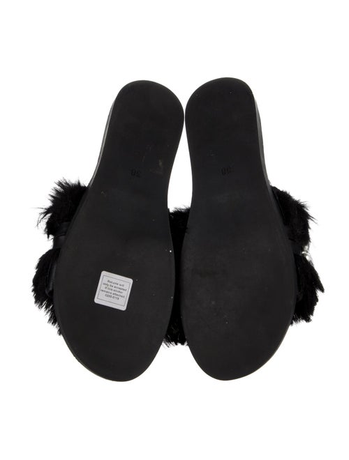 Simone Rocha Faux Pearl Accents Faux Fur Slides