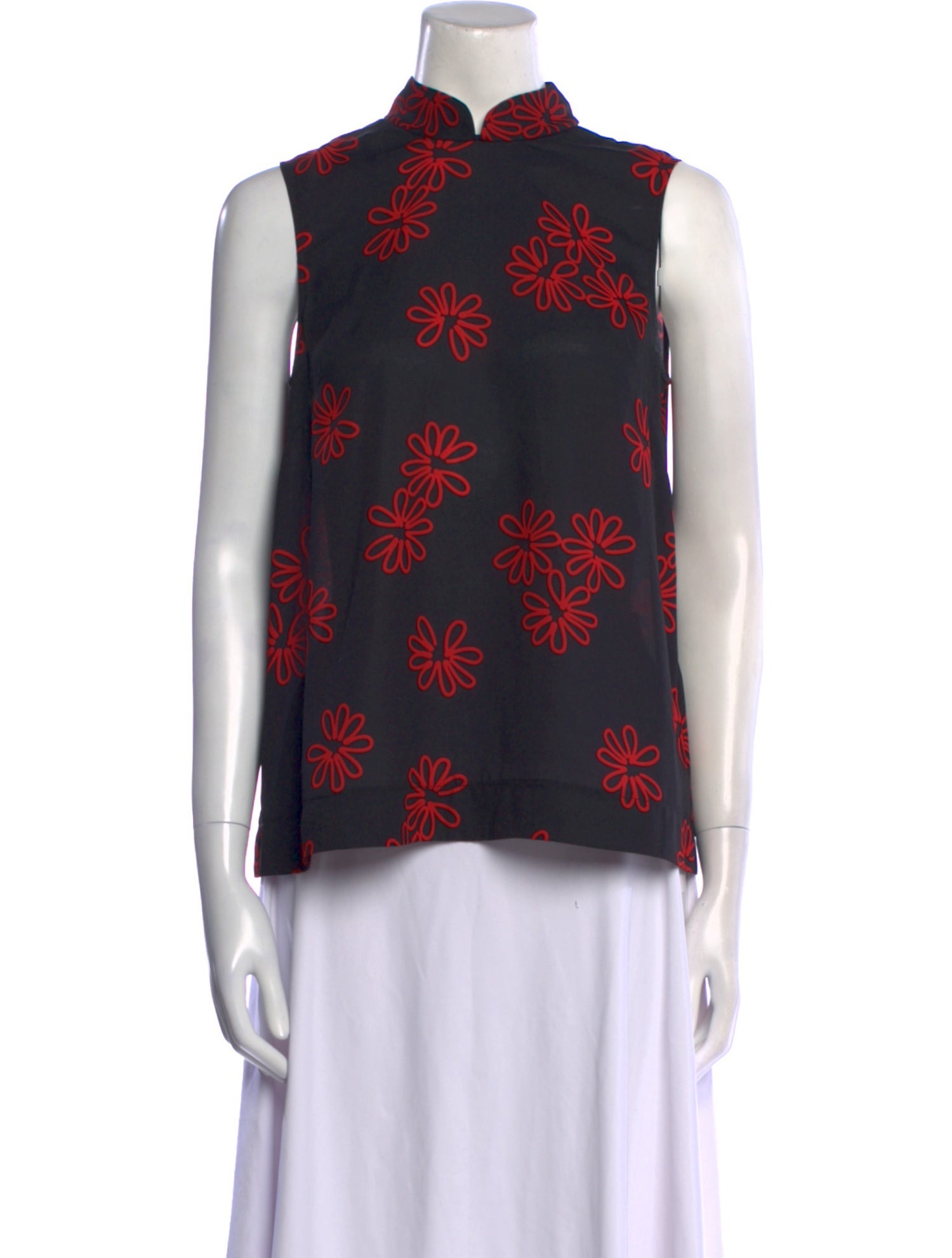 Simone Rocha Floral Print Mock Neck Blouse