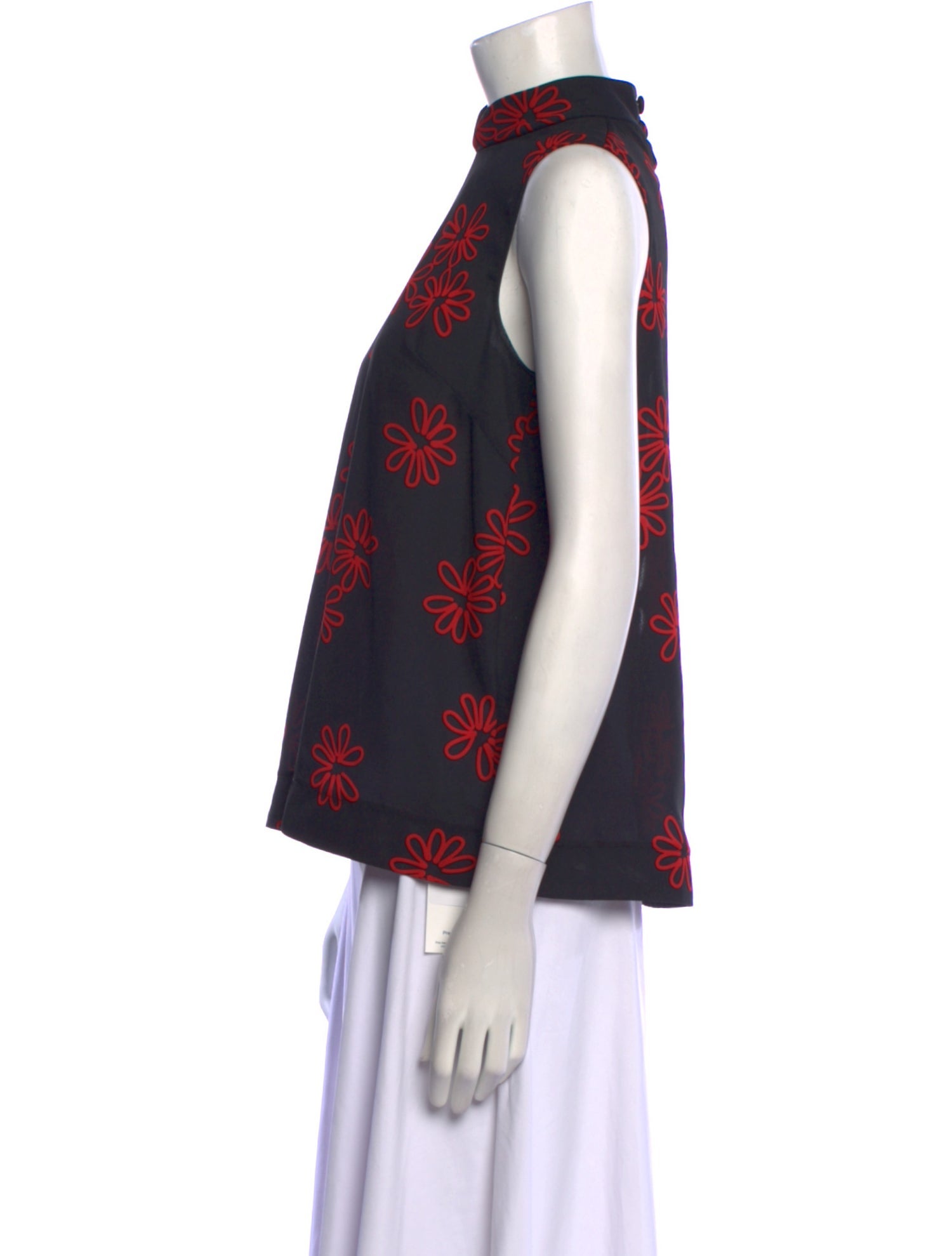 Simone Rocha Floral Print Mock Neck Blouse