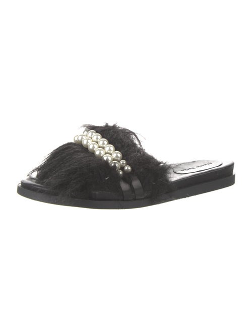 Simone Rocha Fur Beaded Accents Slides