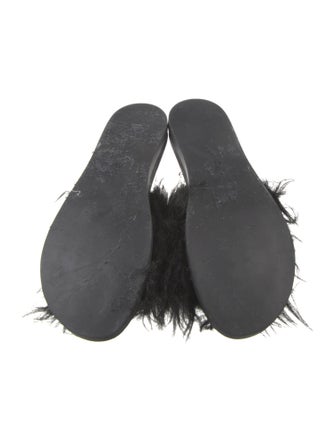 Simone Rocha Fur Beaded Accents Slides