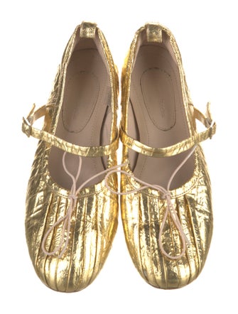 Simone Rocha Leather Pleated Accents Mary Jane Flats