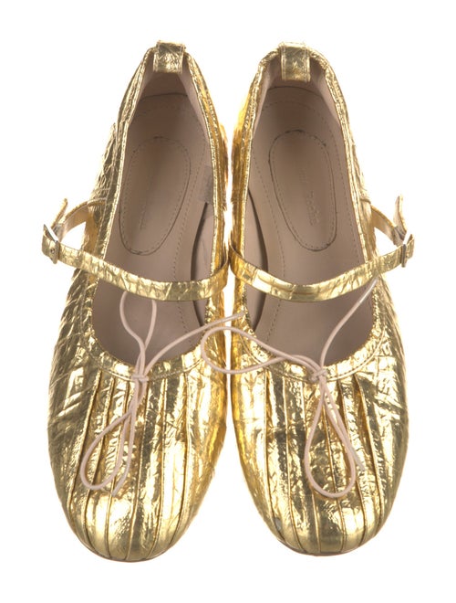 Simone Rocha Leather Pleated Accents Mary Jane Flats