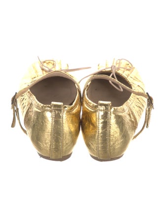 Simone Rocha Leather Pleated Accents Mary Jane Flats