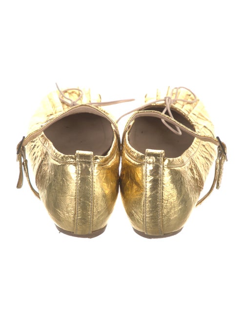 Simone Rocha Leather Pleated Accents Mary Jane Flats