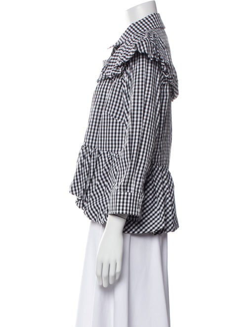 Simone Rocha Plaid Print Three-Quarter Sleeve Button-Up Top