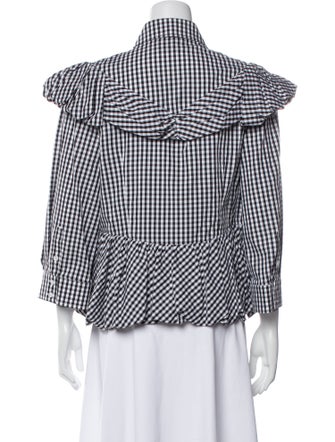 Simone Rocha Plaid Print Three-Quarter Sleeve Button-Up Top