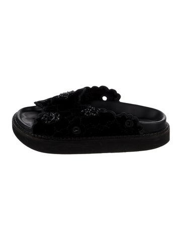 Simone Rocha Sandals Velvet Beaded Accents Slides IT 38 | 8