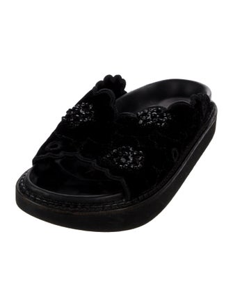 Simone Rocha Velvet Beaded Accents Slides