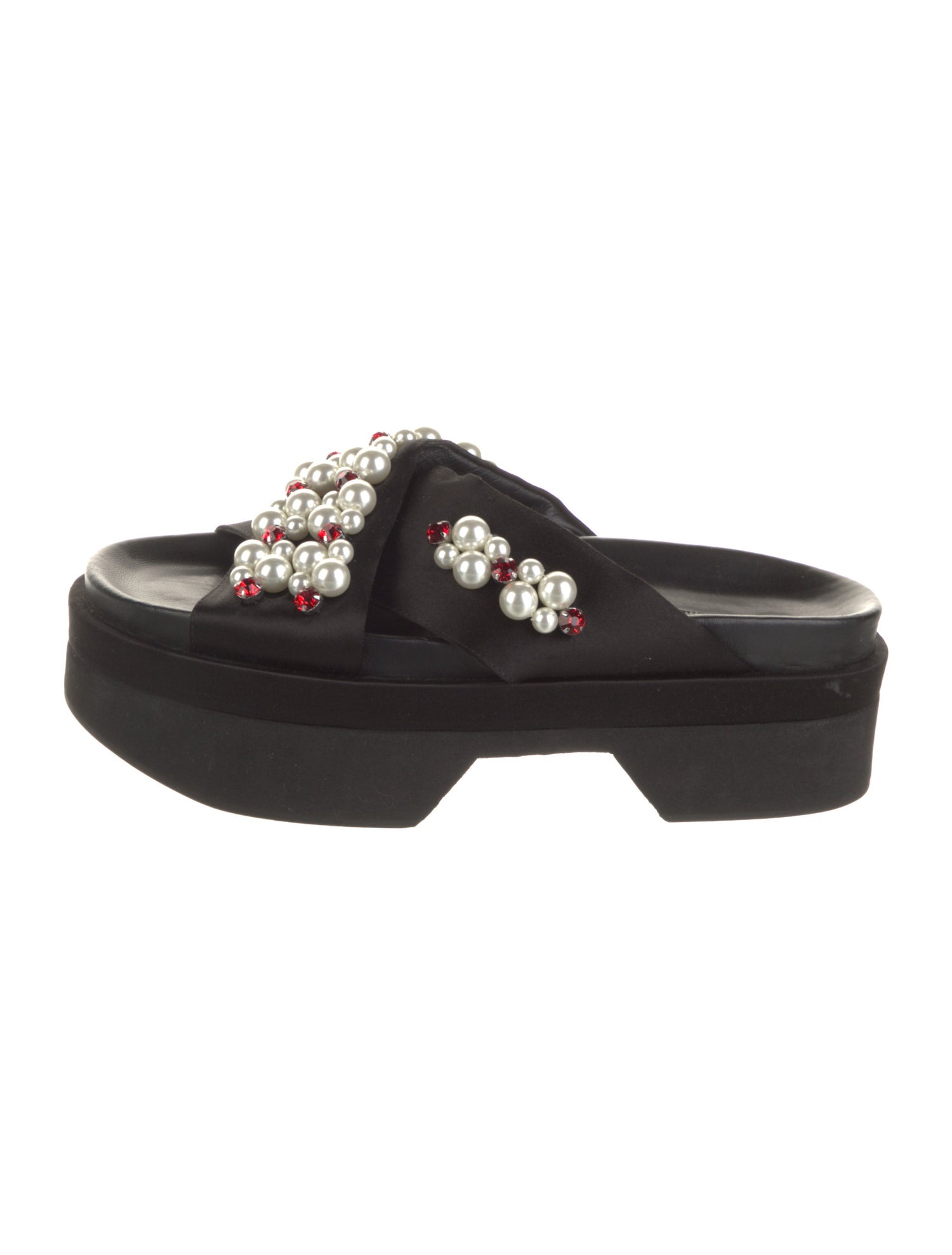 Simone Rocha Satin Crystal Embellishments Slides