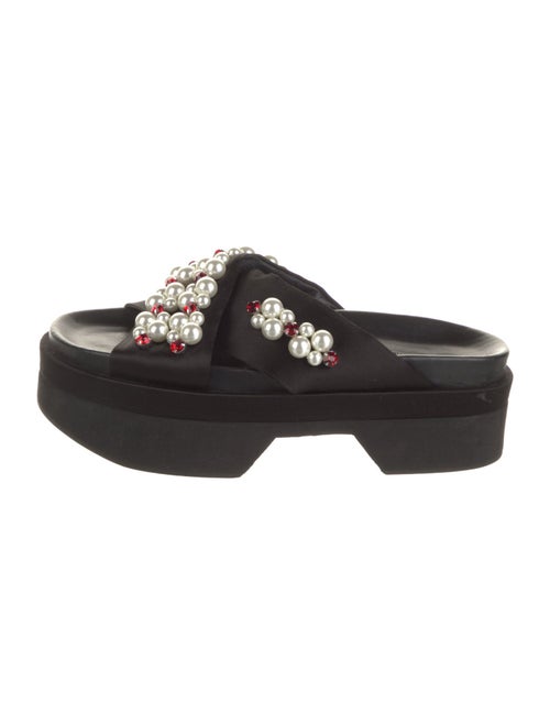 Simone Rocha Satin Crystal Embellishments Slides