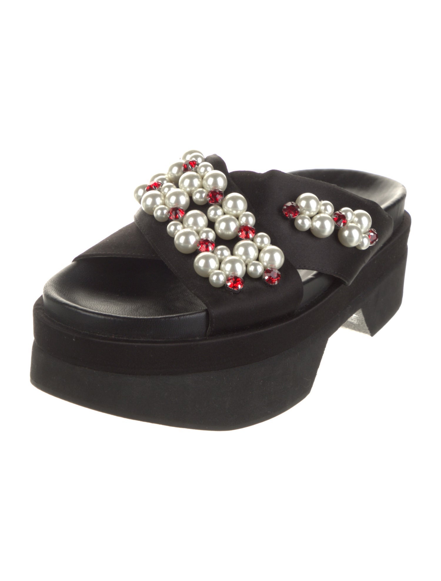 Simone Rocha Satin Crystal Embellishments Slides