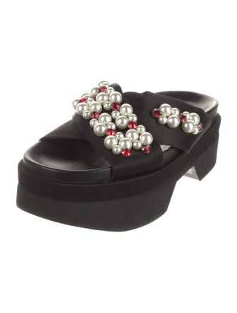 Simone Rocha Satin Crystal Embellishments Slides