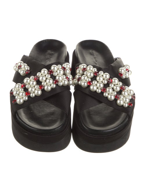 Simone Rocha Satin Crystal Embellishments Slides