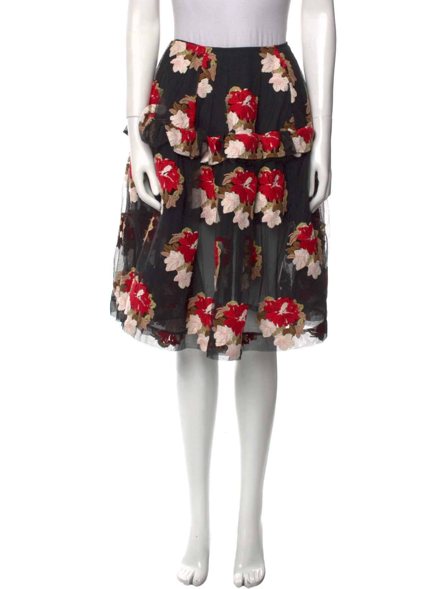 Simone Rocha Floral Print Knee-Length Skirt