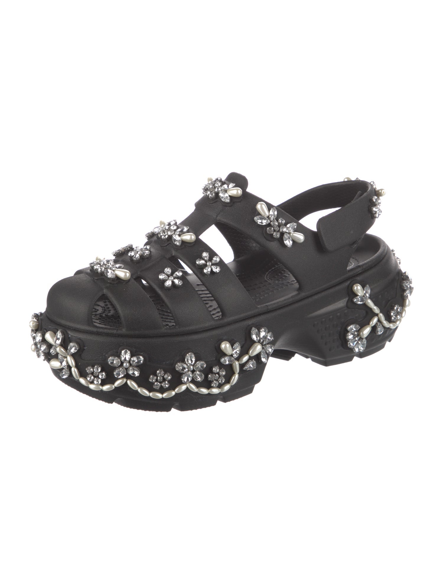 Simone Rocha Rubber Crystal Embellishments Slingback Sandals