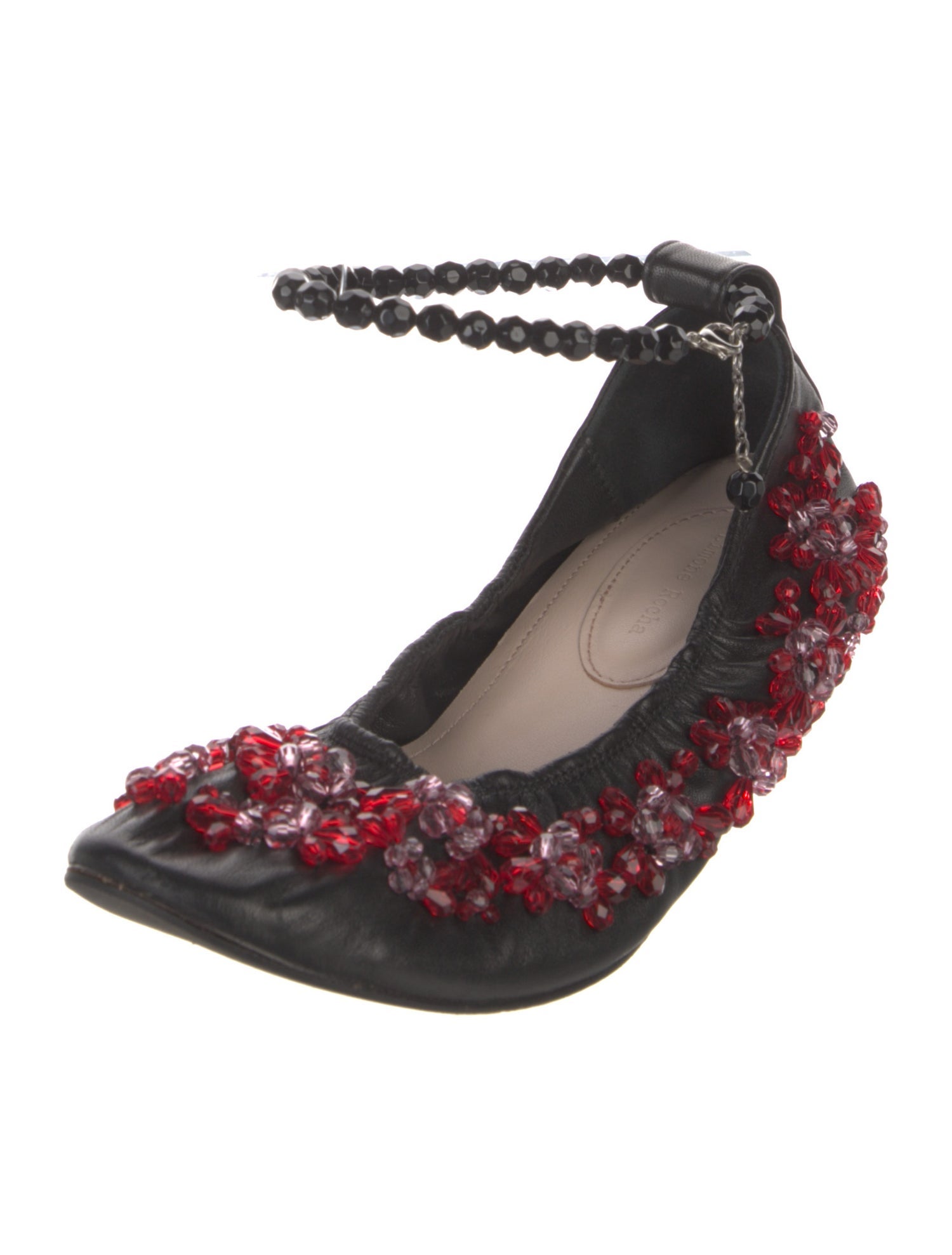 Simone Rocha Leather Floral Print Ballet Flats