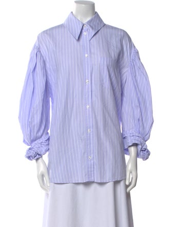 Simone Rocha Striped Long Sleeve Button-Up Top