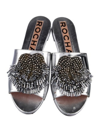 Simone Rocha Leather Chain-Link Accents Slides