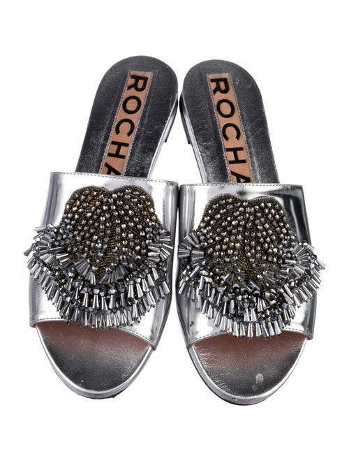 Simone Rocha Leather Chain-Link Accents Slides