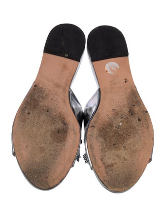 Simone Rocha Leather Chain-Link Accents Slides