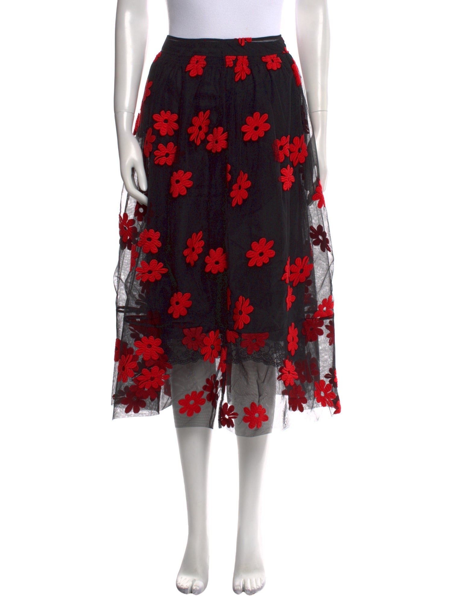 Simone Rocha Floral Print Midi Length Skirt