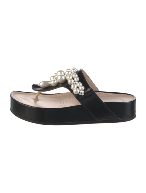 Simone Rocha Patent Leather Beaded Accents Flip Flops