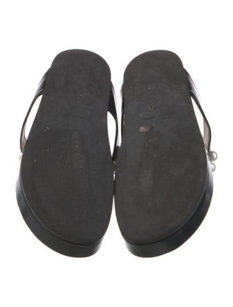 Simone Rocha Patent Leather Beaded Accents Flip Flops